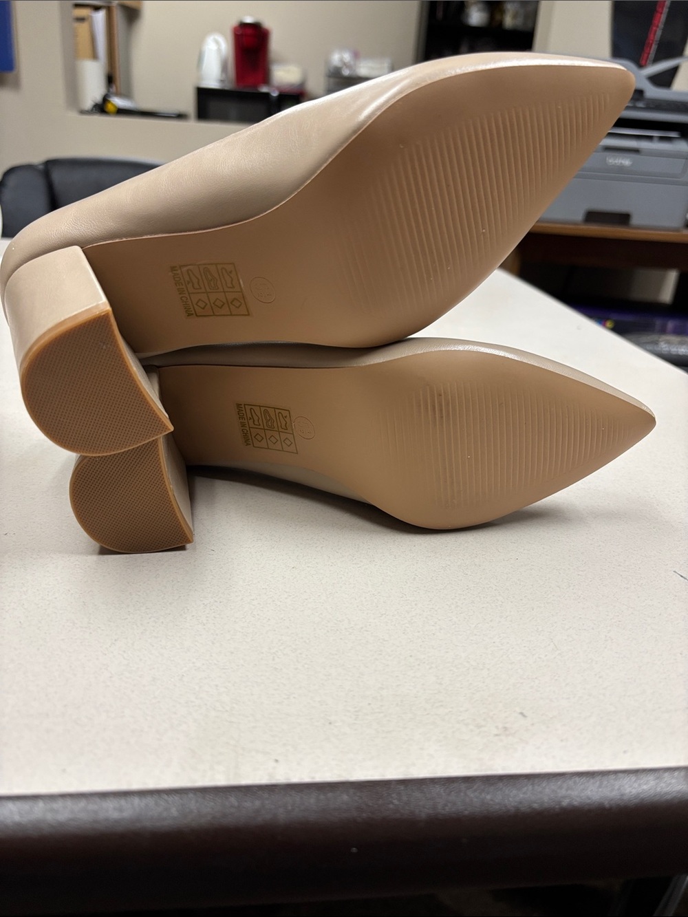 Journee Collection Taupe Pointed Toe Block Heel Pumps - Picture 7 of 10